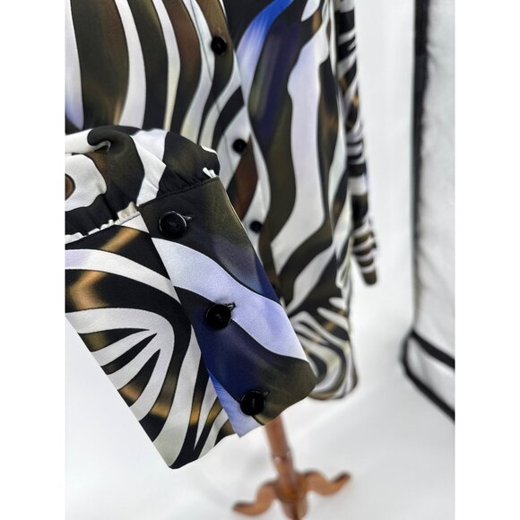 Alison Sheri Womens Zebra Print Long Sleeve Button-Up Blouse S/P - Picture 4 of 10